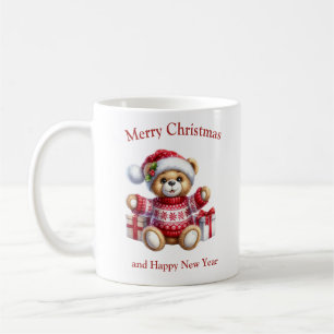 Caneca De Café Ursinho de Natal com presentes generosos