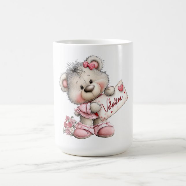 Caneca De Café Ursinho de pelúcia do Dia dos Namorados com Placa  (Centro)