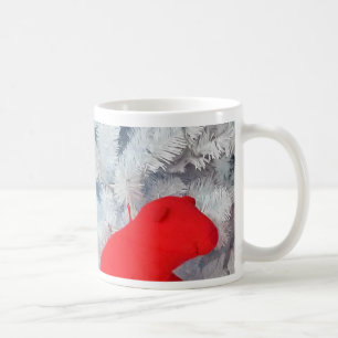 Caneca De Café Ursinho Vermelho na Árvore de Natal