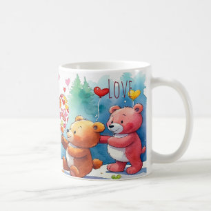 Caneca De Café Ursinhos de São Valentim Compartilhando Balas em F