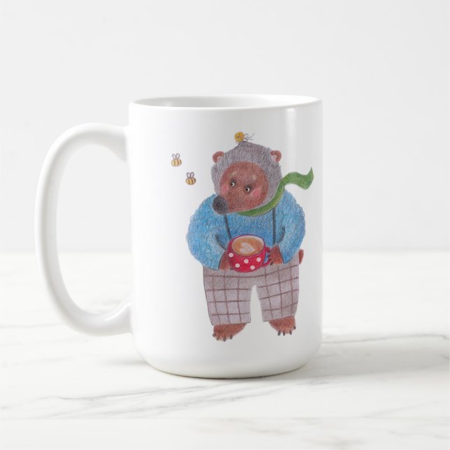 Caneca De Café Urso, abelhas e cappuccino (Esquerda)
