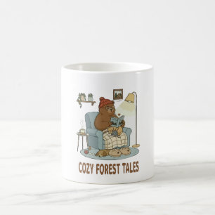 Caneca De Café Urso Aconchegante Lendo 'Contos da Floresta' com S