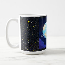 Caneca De Café Urso Astronauta Orbitando a Terra
