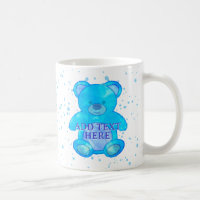 Urso Bebê Escuro em Texto Personalizado Azul