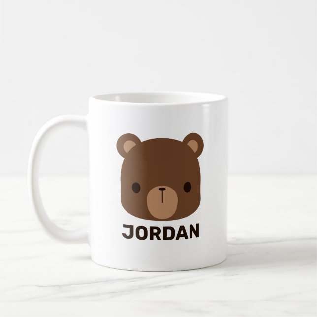 Caneca De Café Urso Castanho Bonito com Nome Personalizado (Esquerda)
