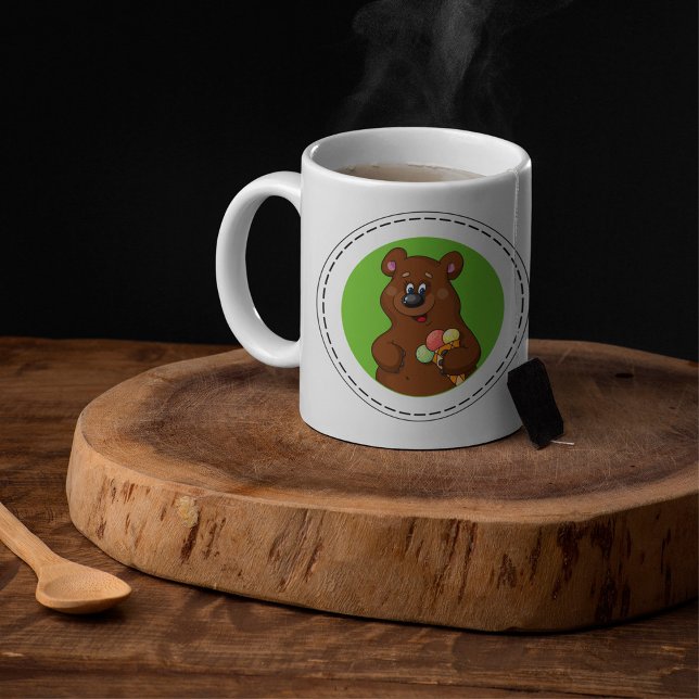 Caneca De Café Urso Castanho Com Sorvete (Criador carregado)
