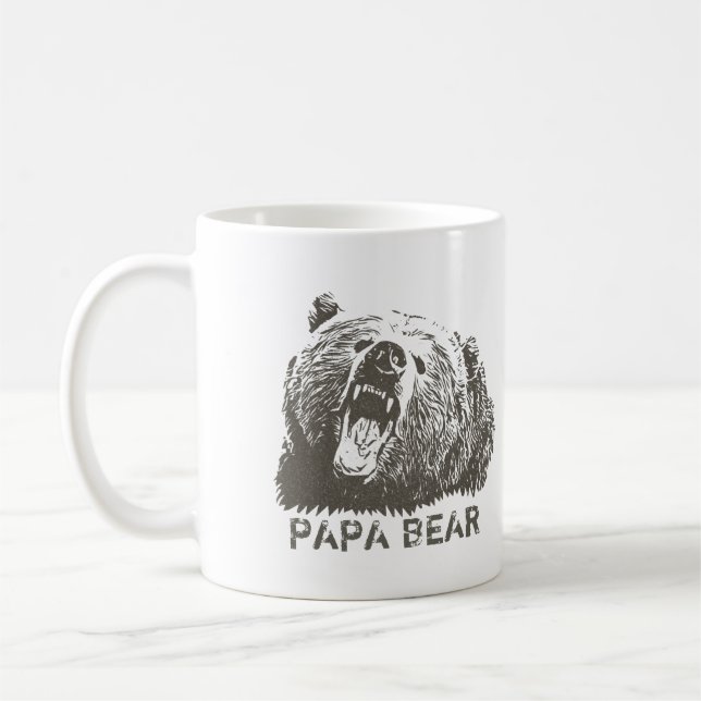 Caneca De Café Urso Cinza Roar Urso Papá Urso (Esquerda)