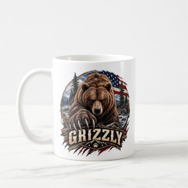 Caneca De Café Urso Cinzento - Selvagem Americano (Esquerda)