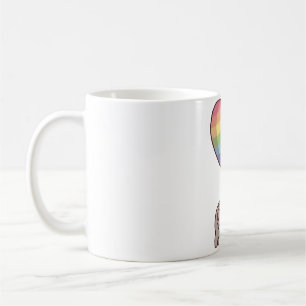 Caneca De Café Urso Coala Fofo e Balão Arco-Íris