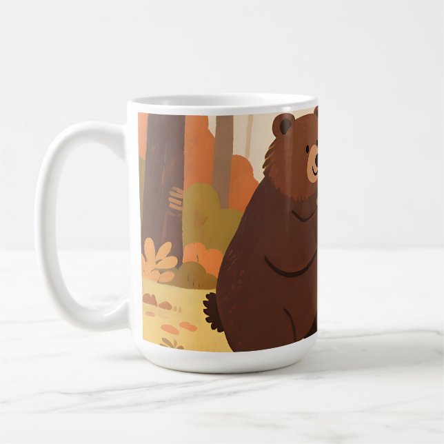 Caneca De Café Urso Coelho do Bosque de Outono (Esquerda)