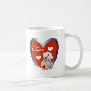 Caneca De Café Urso da enfermeira com coração