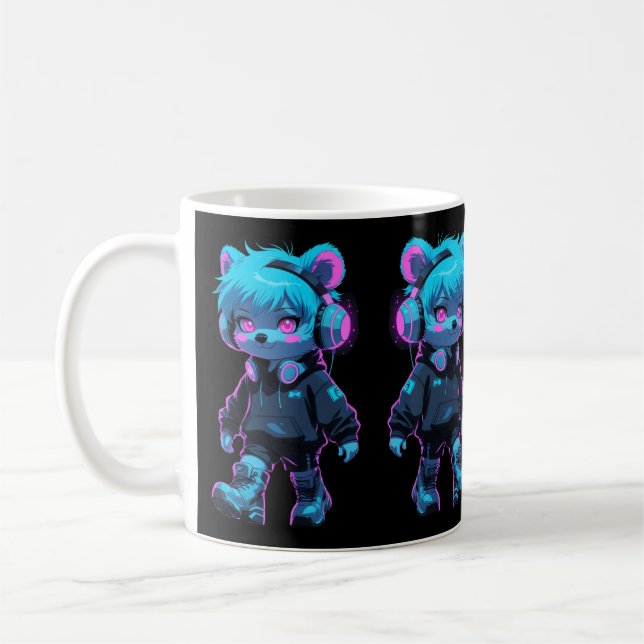 Caneca De Café Urso de Animação Cyberpunk (Esquerda)