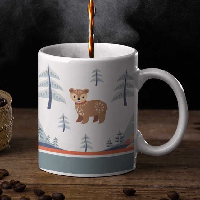 Caneca De Café Urso de Férias Nórdico Bonito (Criador carregado)