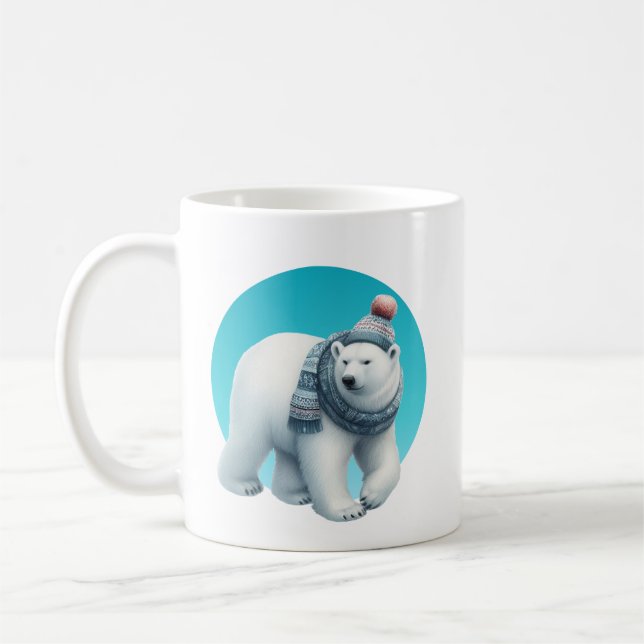 Caneca De Café Urso de inverno fofo adicionar monograma (Esquerda)