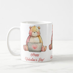 Caneca De Café Urso de Laptop Aconchegante Dia dos Namorados