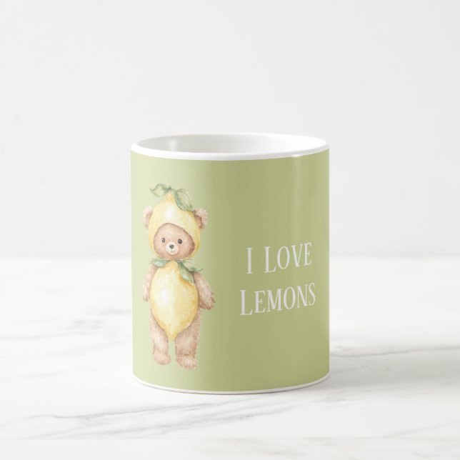 Caneca De Café Urso de Limões Amarelos Verdes (Centro)