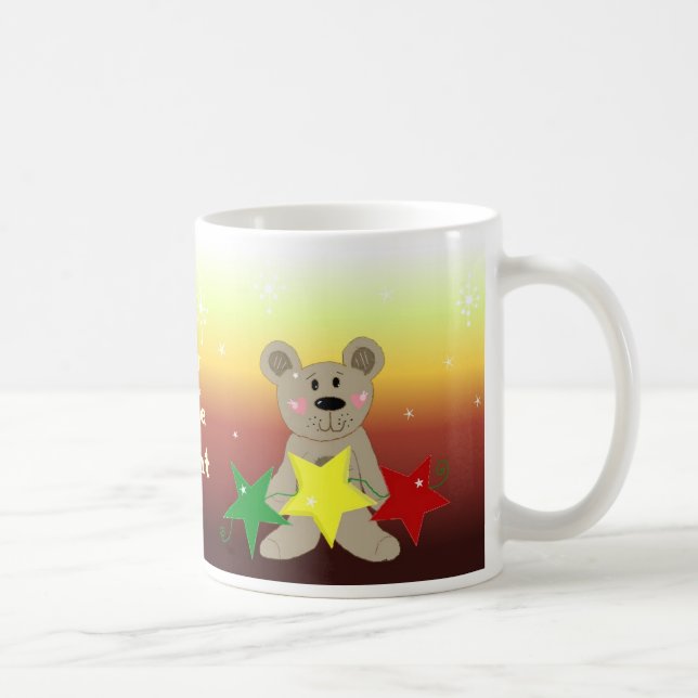Caneca De Café Urso de Natal ao Pôr do Sol com Estrelas (Direita)