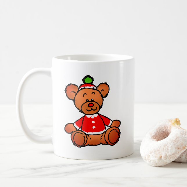 Caneca De Café Urso de Natal Festivo em Design (Com Donut)
