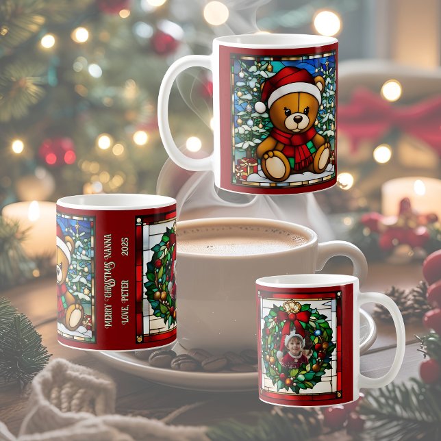 Caneca De Café Urso de Natal Vidro Policromado Falso (Criador carregado)