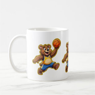Caneca De Café Urso de pelúcia 3D fofo jogando basquete – Adoráve