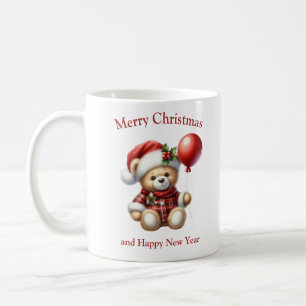 Caneca De Café Urso de pelúcia de Natal com maleta de balão verme