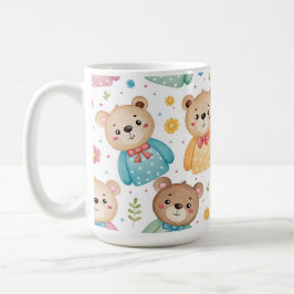 Caneca De Café Urso de pelúcia e flores