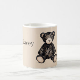 Caneca De Café Urso de pelúcia em renda falsa preta