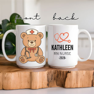 Caneca De Café Urso de Pelúcia Médico Personalizado para Enfermei