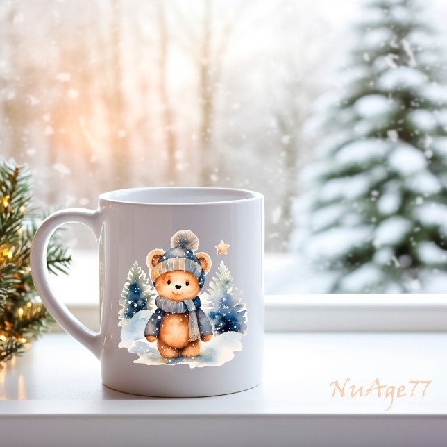 Caneca De Café Urso de pelúcia na floresta, personalizado (Criador carregado)