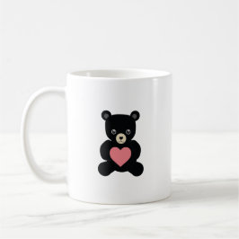 Caneca De Café Urso de pelúcia preto com coração