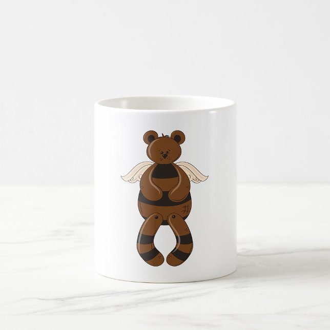 Caneca De Café Urso de Teddy Castanho e Bonito com Asas Anjos (Criador carregado)