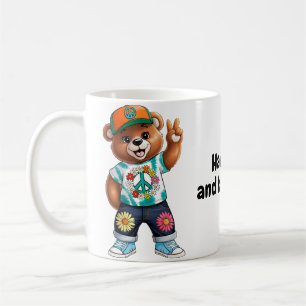 Caneca De Café Urso de Teddy com roupa pacífica ocasional 1