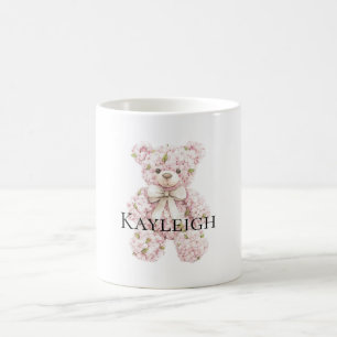 Caneca De Café Urso de Teddy Floral Rosa