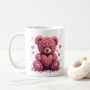 Caneca De Café Urso de Teddy, Namorados Floral Rosa