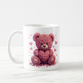 Caneca De Café Urso de Teddy, Namorados Floral Rosa