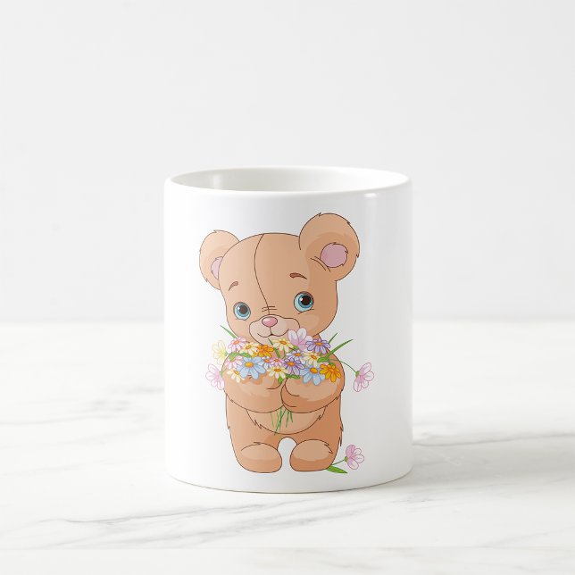 Caneca De Café Urso De Teddy Segurando Uma Buquê (Criador carregado)