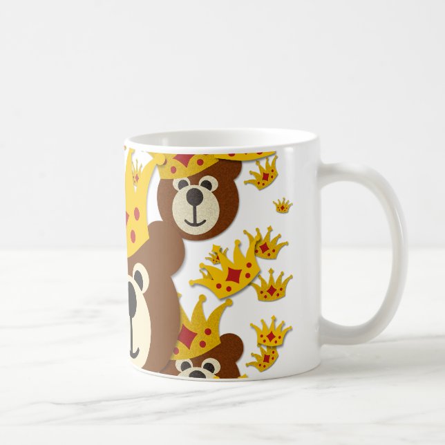 Caneca De Café Urso de Teddy Sorrindo com Coroa (Direita)