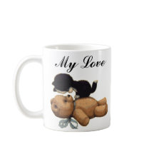 Urso de ursinho bonito e gato preto - meu amor