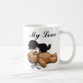 Caneca De Café Urso de ursinho bonito e gato preto - meu amor