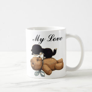 Caneca De Café Urso de ursinho bonito e gato preto - meu amor