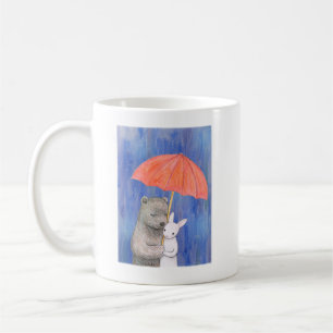 Caneca De Café Urso e coelho sob o urso-capuz e coelho-capuz