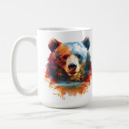 Caneca De Café Urso em Floresta de outono