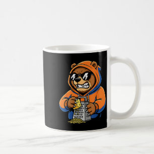 Caneca De Café Urso Engraçado Gratinando Camisa De Queijo Gráfico
