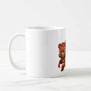 Caneca De Café Urso Festivo e Enfeite de Saco de Presente