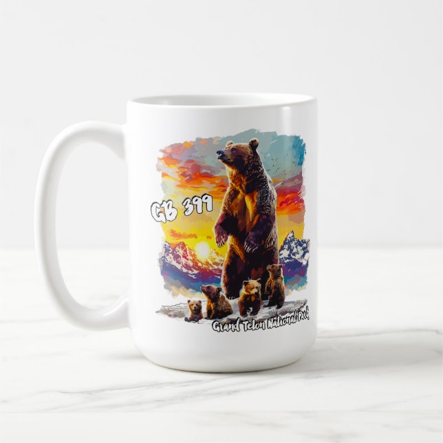 Caneca De Café Urso Grizzly 399 4 Cubs Grand Teton National Park (Esquerda)