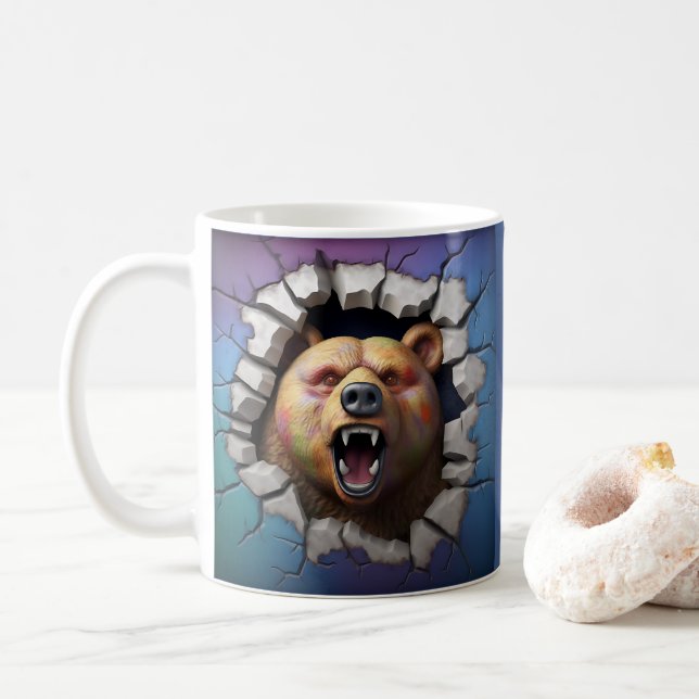 Caneca De Café Urso Grizzly A Partir Café, Chá, Cama De Cacau (Com Donut)