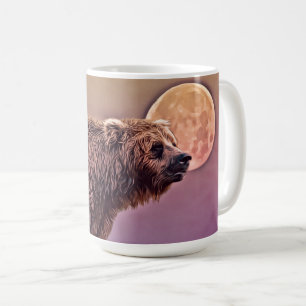Caneca De Café Urso Grizzly e Taça de Lua Cheia
