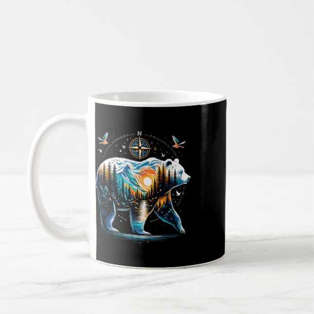 Caneca De Café Urso Hiking Urso Pardo Camping Camper  (Esquerda)
