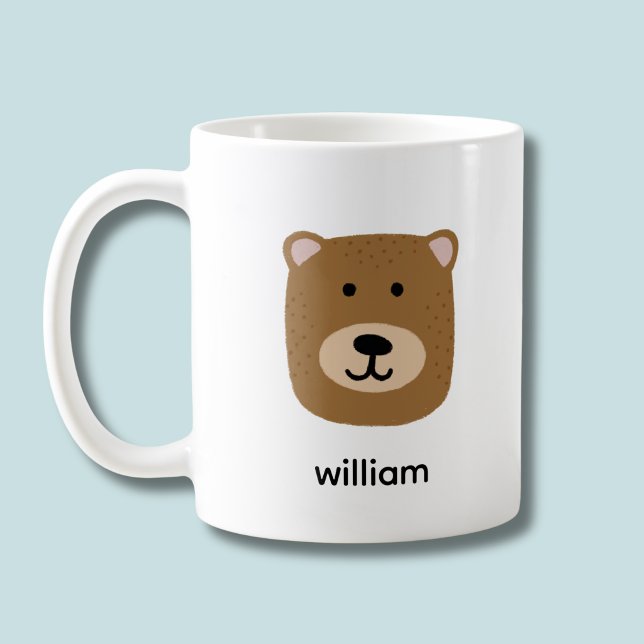 Caneca De Café Urso marrom fofo (Brown bear kids personalized mug)