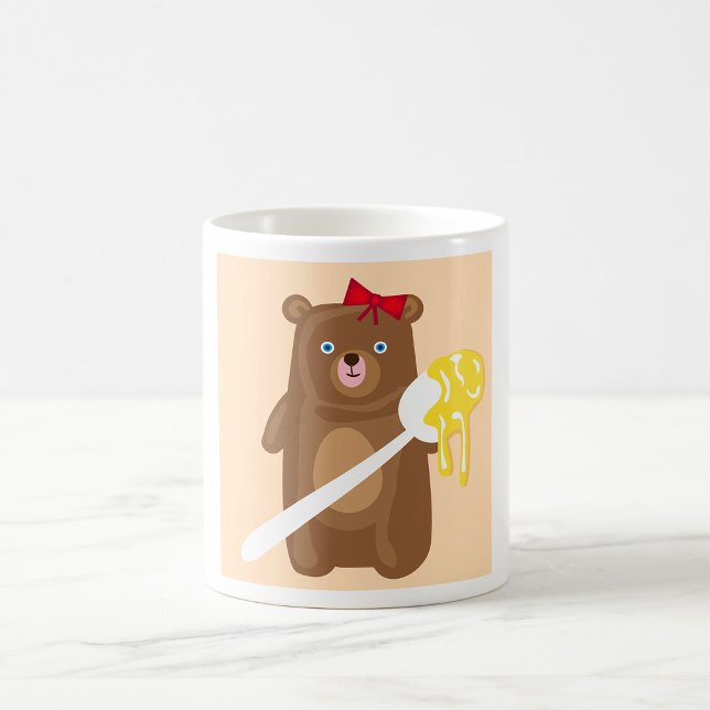 Caneca De Café Urso Mel Adorável com Colher E Arco Vermelho (Criador carregado)